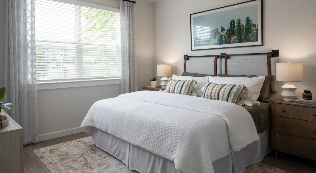 bedroom show room-Prose in the pines-pet friendly apartments in Houston